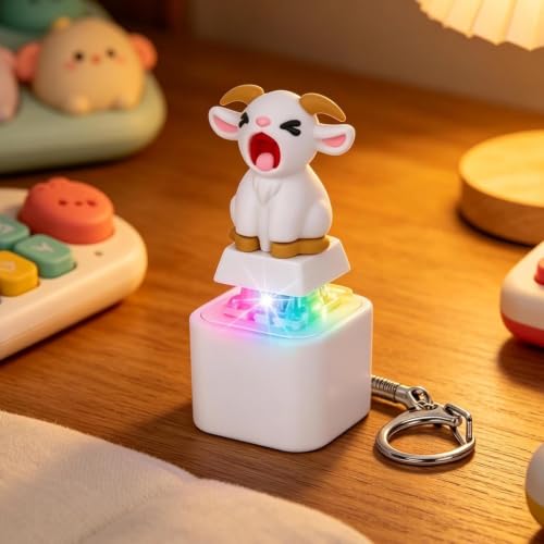 4/2/1Pack Squeaking Goat Keyboard Fidget Toy, Rechargeable Finger Clicker Keyboard Keychain with Goat Scream Sound and LED Light, Stress Relief Fidget Clicker Keychain Gift for Adults (2Pcs) - Image 7