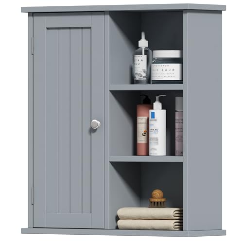 Treocho Bathroom Wall Cabinet, Medicine Cabinet with Door and 3