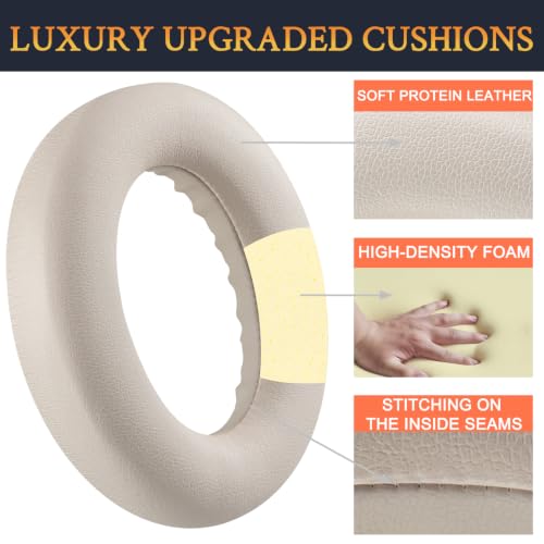 Image of SOULWIT Replacement Earpads for Bose QC Ultra /New QuietComfort Ultra(2nd Gen) Wireless Headphones, Ear Pads Cushions with Softer Protein Leather, High-Density Noise Isolation Foam - Driftwood Sand
