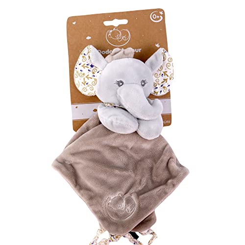 DODO D'AMOUR - Elephant - Doudou - 032491 - Carré - 29 cm - Beige - Naissance - Peluche Bébé - À Partir de 0 mois Cover