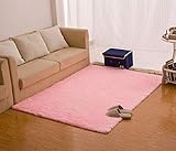 CNFQ Shaggy Teppich Hochflor Langflor Teppiche Wohnzimmer (Rosa, 100 x 160 cm)