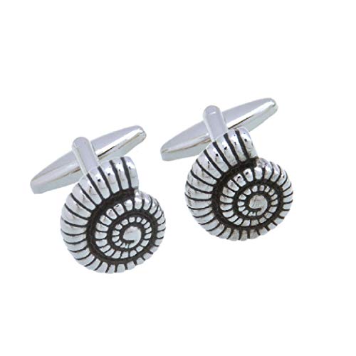 MRCUFF Sea Shell Nautilus Fibonacci Sequence Pair of Cufflinks in a Presentation Gift Box & Polishing Cloth