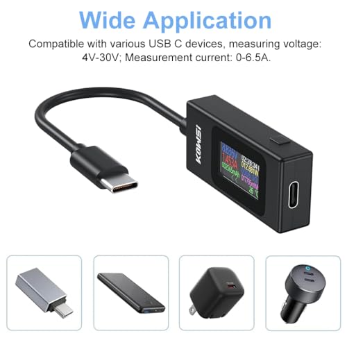 Image of Serplex Type C USB Power Tester LCD Digital Multimeter for Laptop Power Adapter, Voltage Current Voltmeter Amp Volt Ammeter Detector USB Cable Charger Indicator DC4-30V /0-6.5A