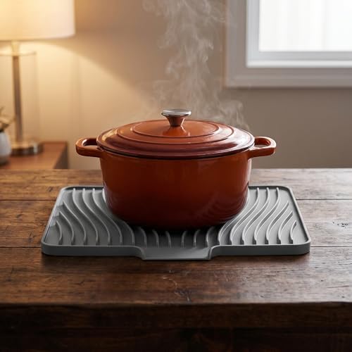 Tapete de silicona para secar platos escurridor resistente al calor y compacto 8
