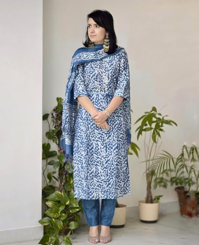Image of KLOSIA Women Viscose Printed Kurta And Pant With Dupatta Set