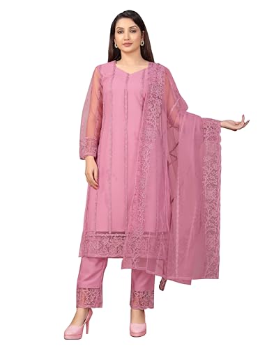 Image of Women Net, Cotton Rayon Kurta Pant with Dupatta Set (VVS1003-1)