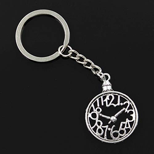 Fashion Men 30mm Keychain DIY Metal Holder Chain Vintage Pocket Watch 39x29mm Silver Pendant Gift