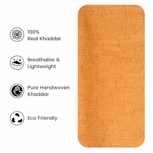 Image of Unstitched Cotton Fabric for Men and Women - Light Weight Trending Self Pattern Khadi Cotton Fabric Material (5 Meter, Light Orange)