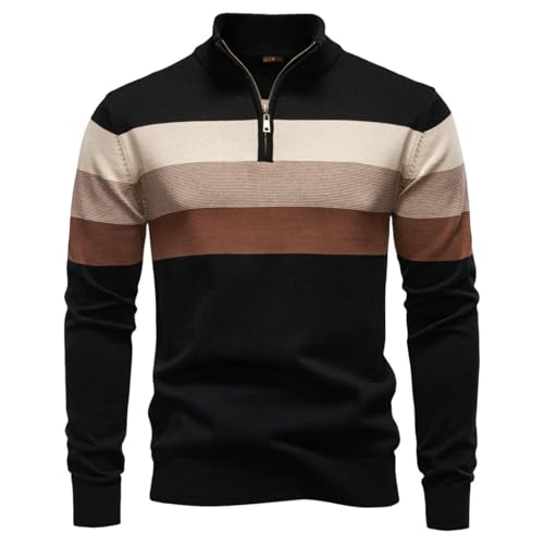 Pull en tricot à col montant pour homme style automne et hiver