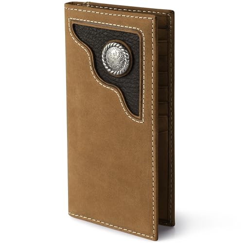 Wrangler Genuine Leather Bifold Wallet for Men - Long Wallets | Western Rodeo Wallets for Men with Extra Capacity & Gift Ready