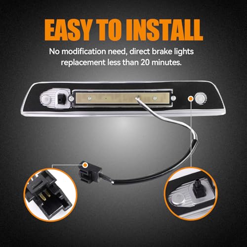 Image of Third 3rd Brake Light LED for 2005-2010 Jeep Grand Cherokee, High Mount Rear Brake Lights Assembly for 05-10 Grand Cherokee, Waterproof Center Cab Lamp Stop Light (Black)