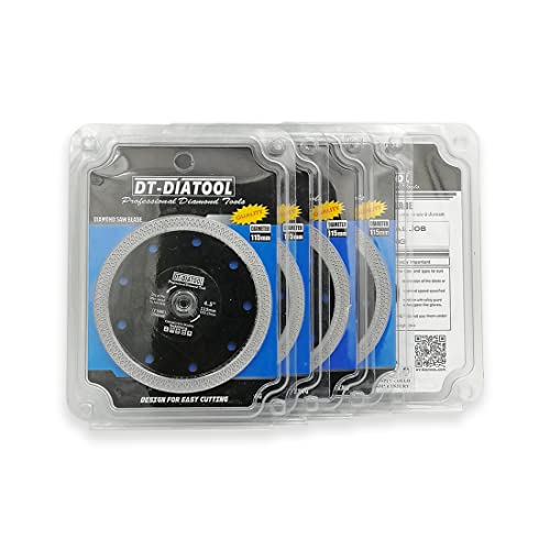 DT-DIATOOL Diamond Tile Blade 4-1/2 Inch 5pcs Diamond Turbo X Mesh Rim Segement Circular Saw Blade for Procelain Ceramic Stoneware Marble Granite Fits 5/8"-7/8" Arbor