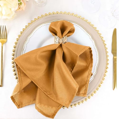 Efavormart Premium Cloth Napkins Set of 25, 20x20 Inch Gold Violet Seamless Dinner Napkins, Washable Linen Table Napkin Cloth with Hemmed Edges for Weddings, Party and Banquet