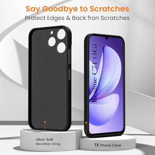 Image of Jkobi Rubberised Back Cover Case for Realme C71 (Textured Grip Design | Micro-Fiber Cloth Inside | Slim and Light Weight | Soft Touch and Feel)