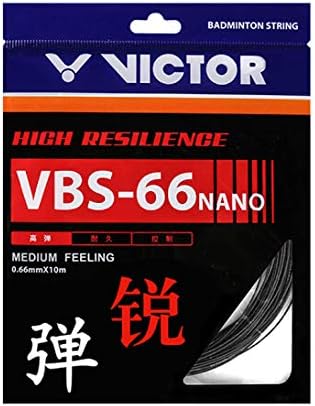 VBS-66N High Resilience (0.66mm x 10mm) Medium Feeling Badminton String Available in 6 Different Color (Pack of 2) (Black)
