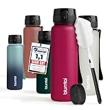 Blumtal Premium Trinkflasche 1l - bruchsichere & auslaufsichere Trinkflasche Sport & Outdoor - Sportflasche BPA-frei - Gym Flasche mit 1-Klick-Verschluss & Sieb - spülmaschinenfest - berry