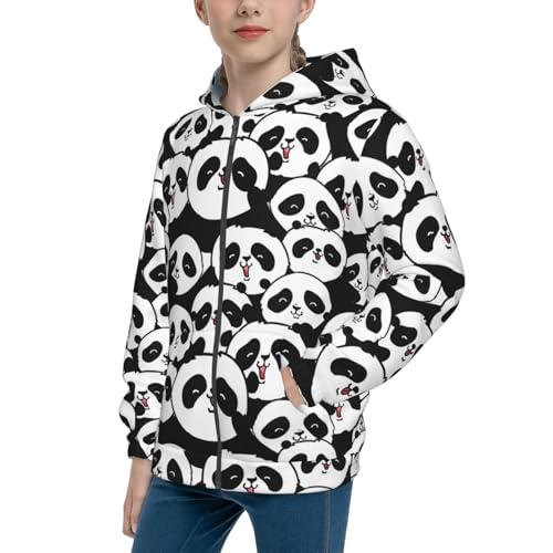 Baby Panda Kid Hoodies Boys Zip Up Sweatshirts Girls Pullover with Pocket