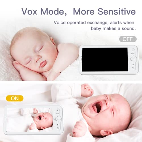 ARENTI Baby Monitor, 2K Smart Baby Camera with 5-Inch Upgraded Wireless Display, Super Night Vision, Lullabies, Cry & Motion Detection, Temp & Humidity Sensor, Two Way Audio