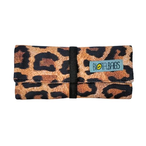 BiotaBags - Pitillera tabaco de liar de tela Leopardo, Tabaquera artesana, Funda complementos fumador, Estuche accesorios (Leopardo)