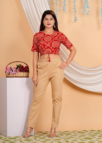 Image of Yash Gallery Women's Cotton Zig-Zag Printed Regular Regular Fit Short Sleeve Blouse