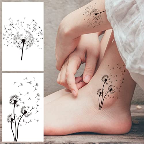 14 Sheets Dandelion Temporary Tattoos For Women, Waterproof Realistic Flying Birds Butterfly For Women Girls Body Leg Arm Hand Wrist Neck Decoration #TOP3