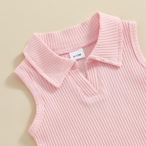 Image of BeQeuewll Toddler Baby Girl Summer Clothes Daisy Flower Girl Outfit Knit Shirt Mini Pleated Skirts Set Outfits for Grils1-4T (Pink, 2-3 Years)