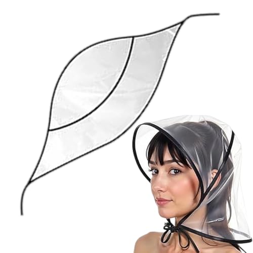 Ofcwoa Chapéus de chuva para mulher, gorro transparente reutilizável com guarda-chuva, chapéus impermeáveis | Para namorada, mãe, viagens, compras, jardinagem ao ar livre, Preto