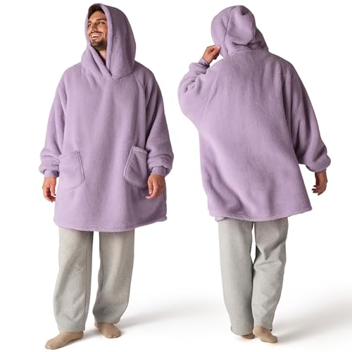 Bedsure Wearable Blanket Hoodie for Women, Christmas Gifts for Women Mom Men Dad, Hooded Blanket Warm Cozy Sweatshirt for Adult Women Men, Lavender, Oversized