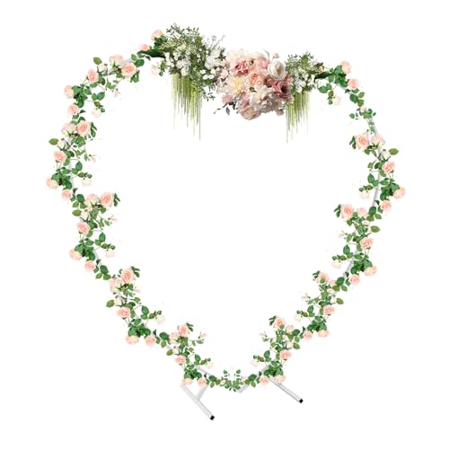 Lilyeriy Arco de corazón de metal blanco grande (2,1 m), arco de boda romántico, soporte para bodas, día de San Valentín, compromiso, fiesta de cumpleaños, jardín y decoración de fondo para fotos