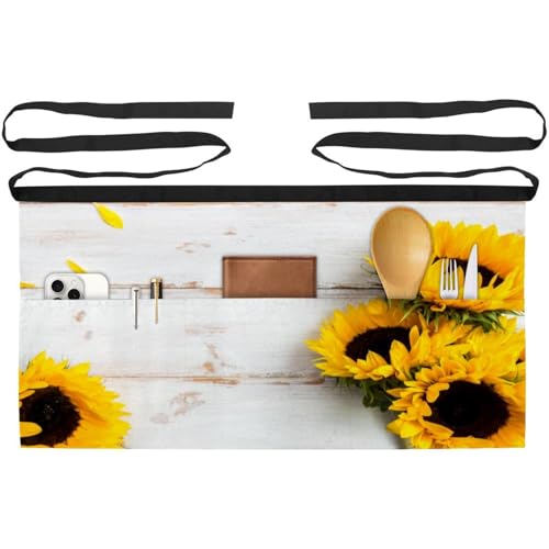 Lot de 3 tabliers courts de chef avec 3 poches pour bistrot et bar