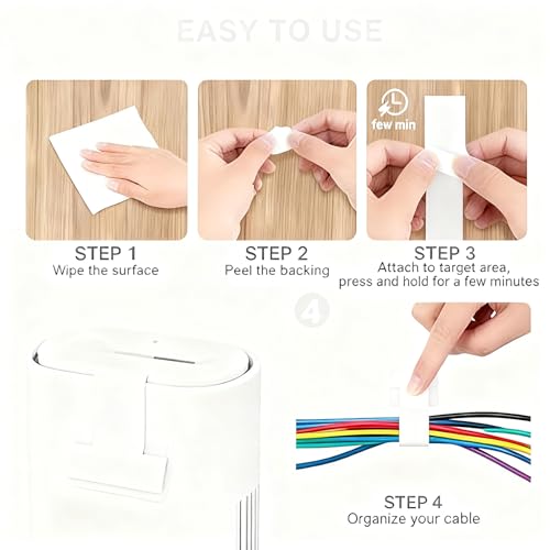 Cintas adhesivas de velcro para gestión de cables, ajustables y estables, para escritorio, hogar y oficina, 50 piezas por caja miniatura 3
