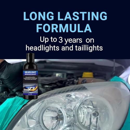 Image of GlareFix Car Headlight Restoration Kit -Removes Yellowing,Fades & Scratch,Long-Lasting Headlight Restoration,50ml Liquid Application Sponge & Cloth Included