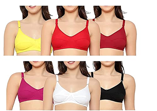 Image of STXXOR F-6 Regular Women' Cotton Export None Wired Bra Combo Pack of 6 for Everyday uses Bra (Multicoloured)