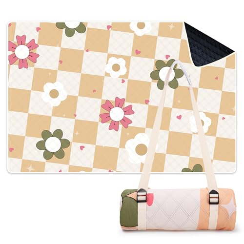 LARUTAN Picnic Blanket XXL 200 x 300 cm Waterproof - Kyoto Design, Extra Large Beach Blanket Padded & Insulated, Washable Picnic Blanket Sand-Free