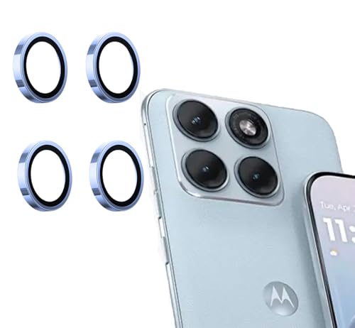 Image of FabeKee Tempered Glass Camera Lens Protector For Motorola Edge 70 Fusion 9H Hardness, Full Coverage Anti Scratch Camera Metal Ring Sierra Blue