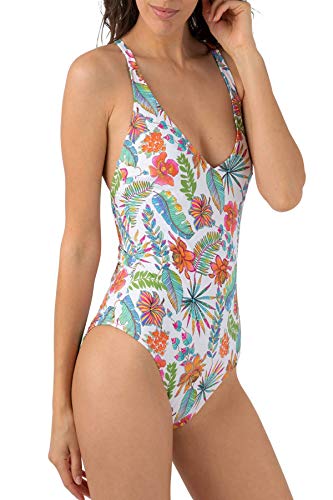 Maillot de bain une pièce imprimé floral blanc Antigel