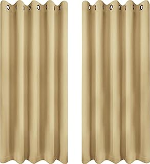 Utopia Bedding Blackout Curtains Grommet Thermal 2 Panels Drapes [Beige, 66 x 72 Inches] Sound Insulated Curtain for Bedroom and Living Room (167x183 cm)