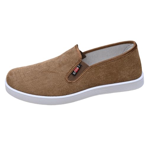 Zapatos de lona para hombre, planos, anchos, para barco, yate, cubierta, suaves, retro, informales, zapatos de tacón para caminar, primavera y verano, antideslizantes, cómodos para exteriores, café