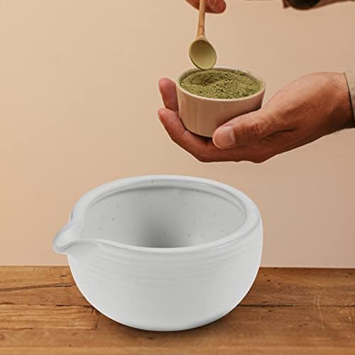 Angoily Japanese Matcha Bowl Traditional Matcha Bowl Tea Ceremony Matcha Bowl Tea Bowl with spout Matcha Whisk Holder Matcha Bowl for Tea Ceremony Ceramic Matcha Bowl Ceramics White Tool