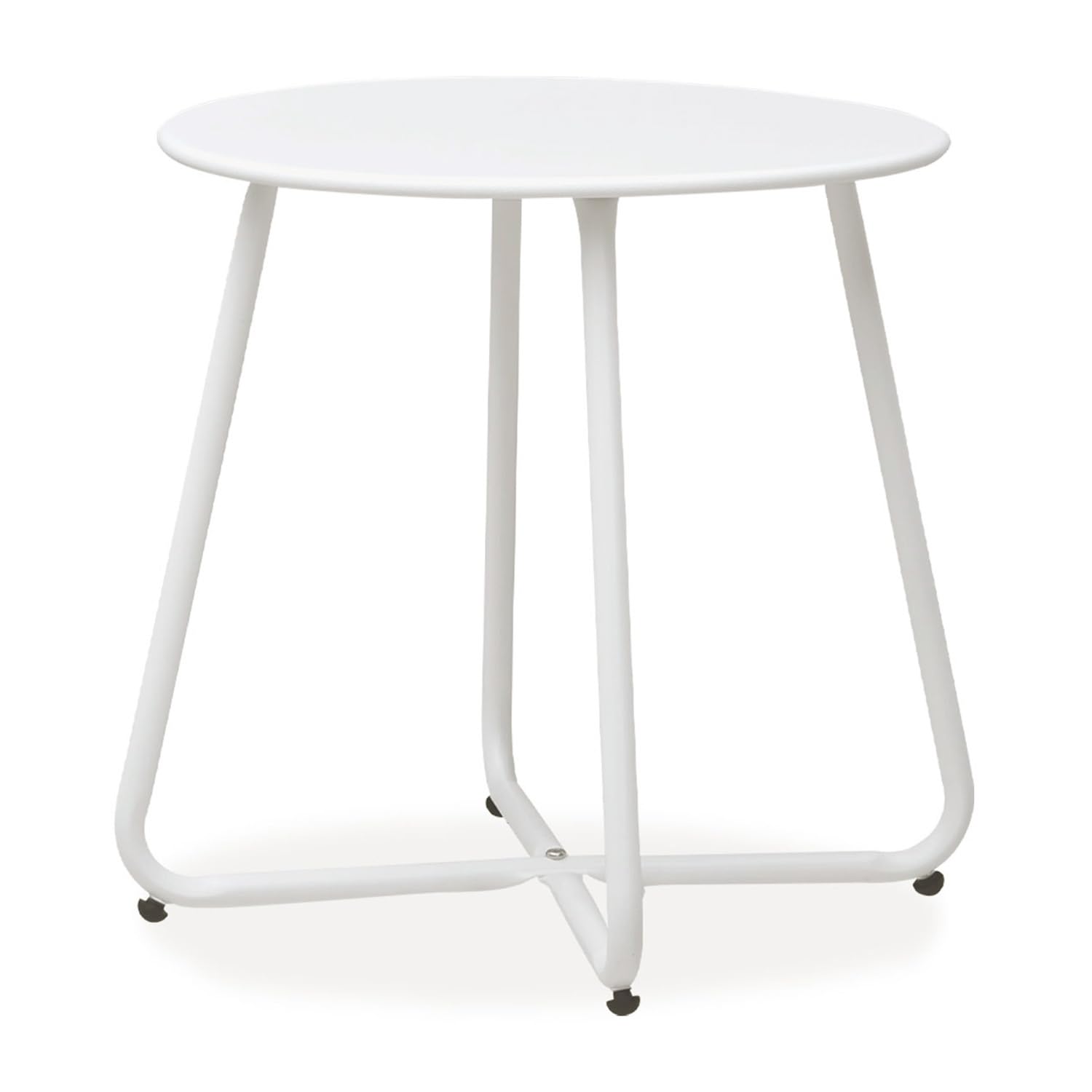 Homestyle4u Balkontisch Rund Metall Weiß - Beistelltisch Ø 45 cm