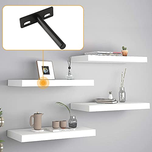 Cionyce 4 Pcs 4 Inch Floating Shelf Bracket Heavy Duty Blind Shelf Supports, Hidden Wall Brackets for Floating Wood Shelves, Black