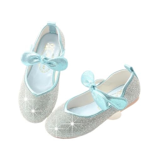 Glitter Childrens Dance Shoes Girls Wedding Shoes Glitter Flat Heels Children Princess Sandals Dance Kids Fashion Party Shoes with Pearl For Wedding, Party Event, Dance Performances(Blue2,36(Inner 22c