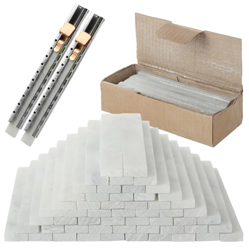 ZOFORTY Soapstone Holders 2pcs Soapstone Pencil Holders with 54pcs Soapstone Refills Flat Soap Stone Pen for Welders Welding Tools and Markers Removable Markings on Steel Aluminum and Cast