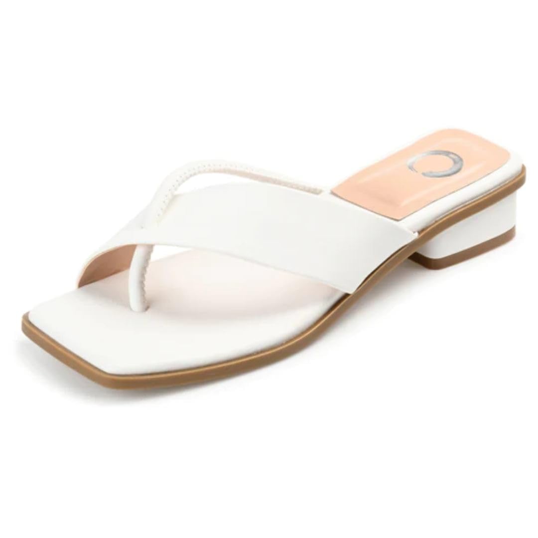 Journee Collection Womens Mina Tru Comfort Foam Flip Flop Low Block Heel Sandals