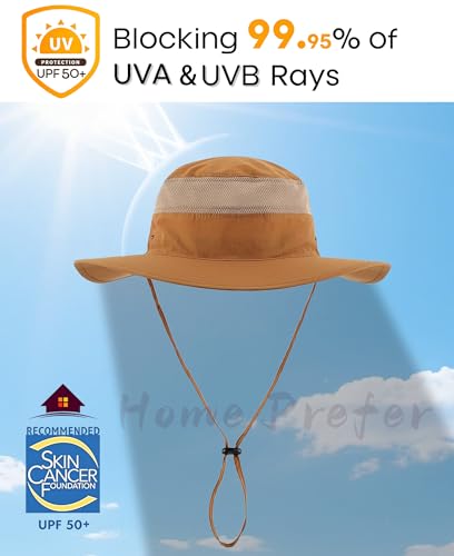 Image of Home Prefer UPF 50+ Men's Sun Hat Wide Brim Bucket Hat UV Protection Hat for Mens Womens Beach Safari Gardening Golf Fishing