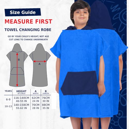 Image of ALLEN & MATE Kids Surf Poncho Towel Robe, Hooded Changing Robe, 6-13 Years