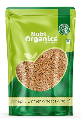 Image of NutriOrganics Pure Whole Khapli Emmer Wheat - 2 Kg | High Fibre & Easy to Digest | Whole Grain for Weight Management | Natural & Unpolished Emmer