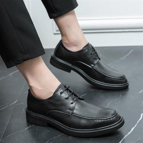 Mens Formal Shoes Dress French Leather Pointed Toe Classic Lace Up Wedding Non Slip Rubber Sole Low Top Prom Wedding2