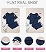 SHEWIN Womens Spring Fashion 2025 Casual 2 Two Piece Sets for Women Casual Crewneck Short Sleeve Sweater Tops and Wide Leg Pants Cozy Tracksuit Linen Set Navy Blue L