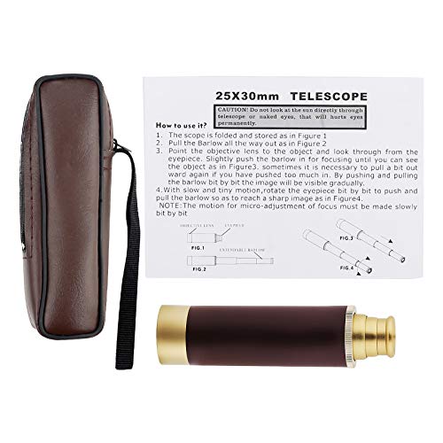 Telescope Brass Spyglass Pirate Monocular, Waterproof Pocket Mini Telescope Monocular, 25X30 Zoomable Collapsible Vintage Monocular For Navigation Voyage View Watching Games Travel Hiking Hunting #TOP6